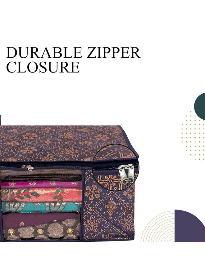 Shaping Fabric Saree Cover Set of 02 Non-Woven Fabric Clothes Organiser for Wardrobe with Transparent Window & Double Zip Clothes Storage Bag, Garment Cover SC_XL_Large_GCVETR8249653486192726358 - Image 3