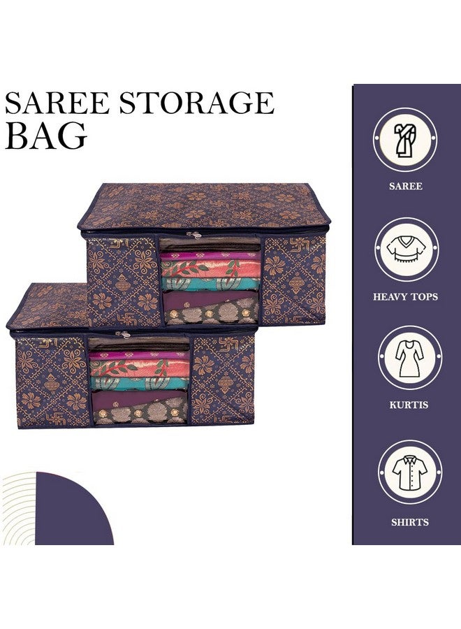 Shaping Fabric Saree Cover Set of 02 Non-Woven Fabric Clothes Organiser for Wardrobe with Transparent Window & Double Zip Clothes Storage Bag, Garment Cover SC_XL_Large_GCVETR8249653486192726358 - Image 2