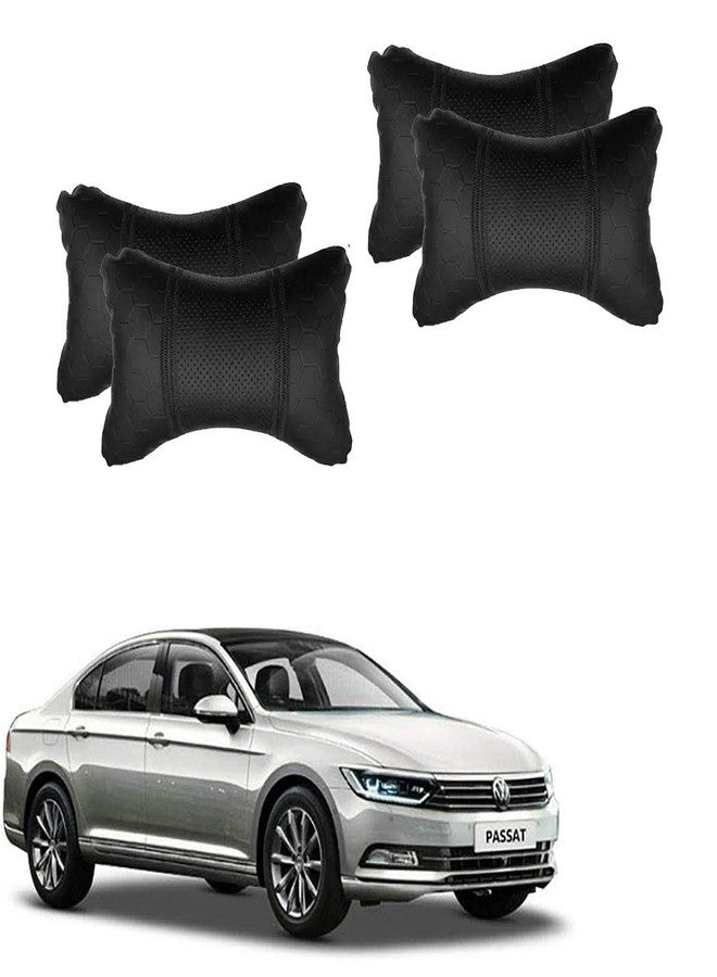 AdroitZ Black Universal Neck Rest Pillow Faux Leather Material in Football Design for All Cars (Pair of 2)_90 - Image 1