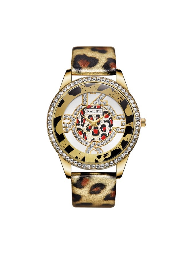 Mark Fairwhale Fashion Leopard Print Hollowed Out Large Dial Wrist Watch  - Image 2