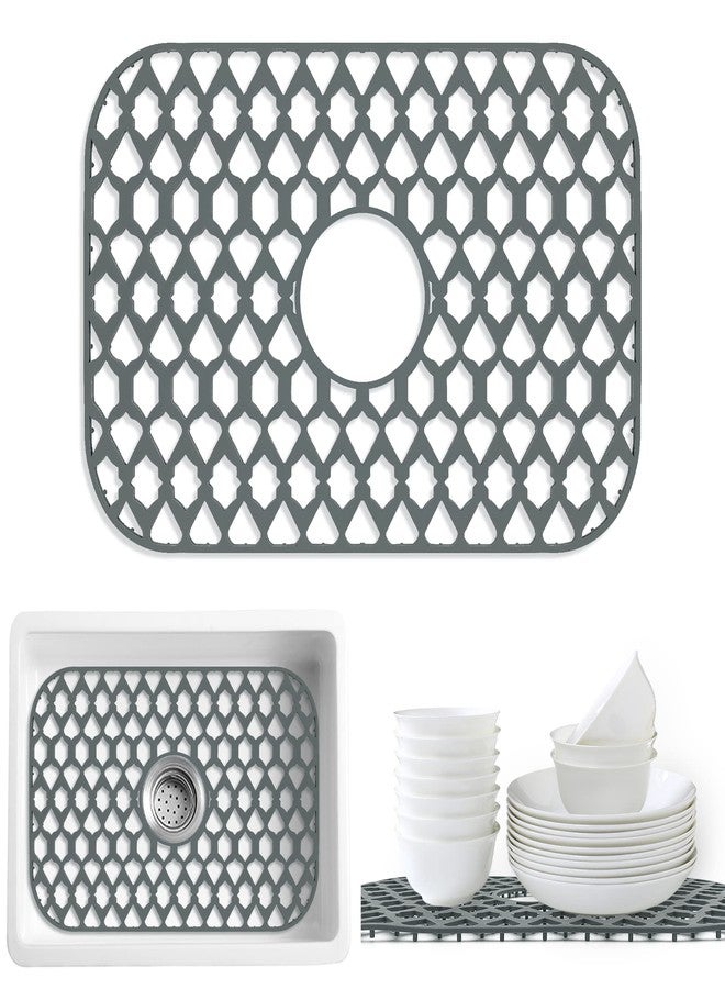 SAMSIER Sink Protectors for Kitchen Sink 13x11 &16x12 &19x14 &22x13 &24x13 &26x14 &28x14 &30x16, Large Silicone Sink Mats Grid for Bottom of Farmhouse Sink (19”x13”, Center Drain) - Image 1