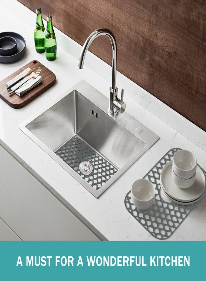 SAMSIER Sink Protectors for Kitchen Sink 13x11 &16x12 &19x14 &22x13 &24x13 &26x14 &28x14 &30x16, Large Silicone Sink Mats Grid for Bottom of Farmhouse Sink (19”x13”, Center Drain) - Image 4
