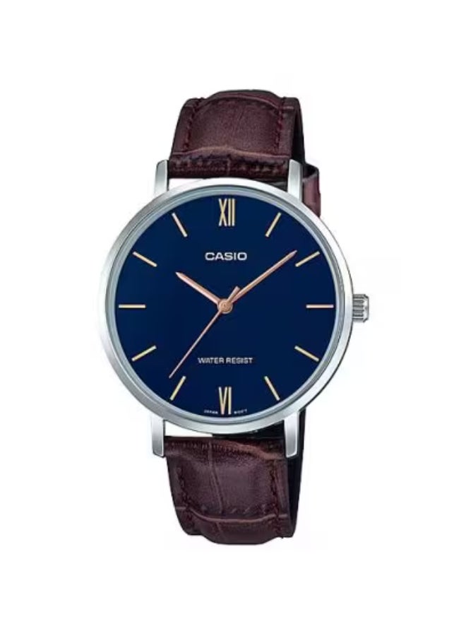 CASIO Women's Leather Analog Watch LTP-VT01L-2BUDF - 34 mm