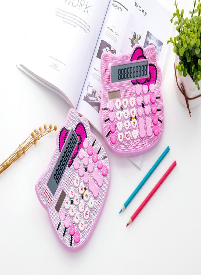 Women Calculators,BREIS Creative Cute Solar Energy Calculator, 12 Digit Large LCD Display, Handheld for Daily and Basic Office, Pink (Pink+white) - Image 5