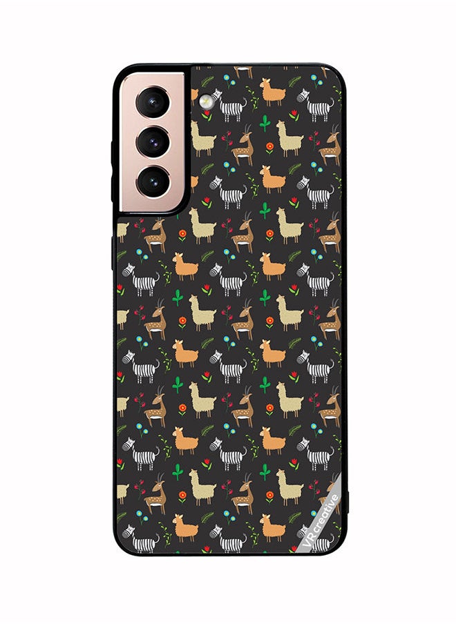 Protective Case Cover For Samsung Galaxy S21 Plus 5G Jungle Animals Pattern Design Multicolour