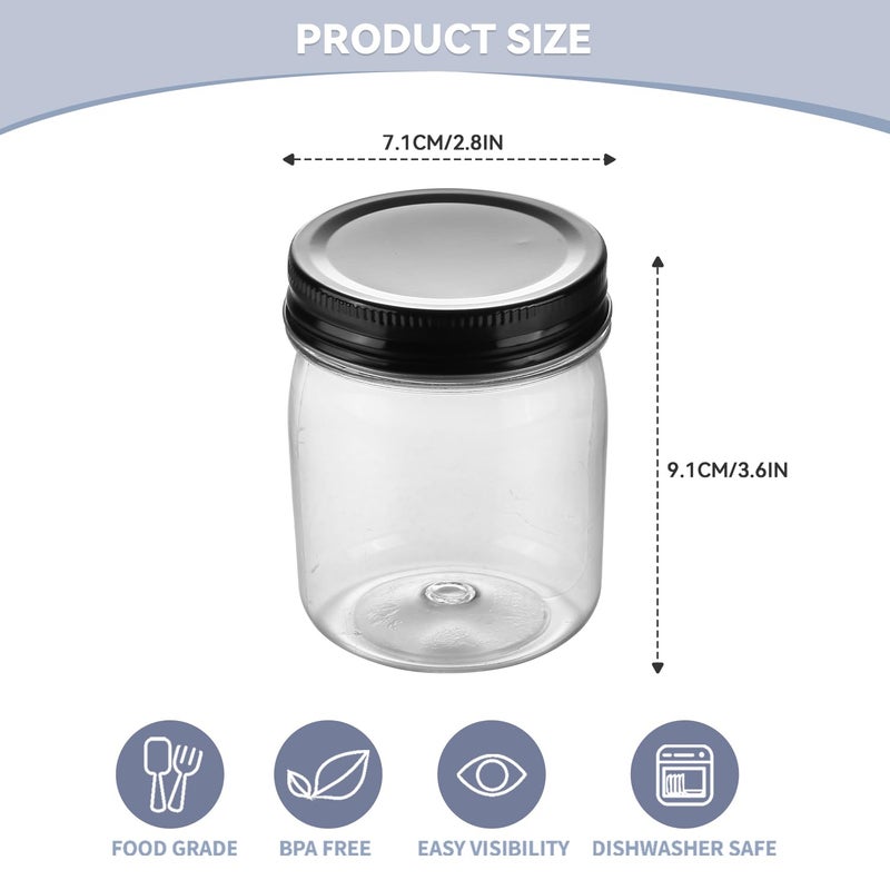 novelinks 8 oz Clear Plastic Jars with Airtight Lids, 8 Pack Plastic Mason Jars with Lids 8oz, Refillable Storage Slime Containers & Small Spice Jar for Kitchen Organization (8 Pack,Silver) - Image 2