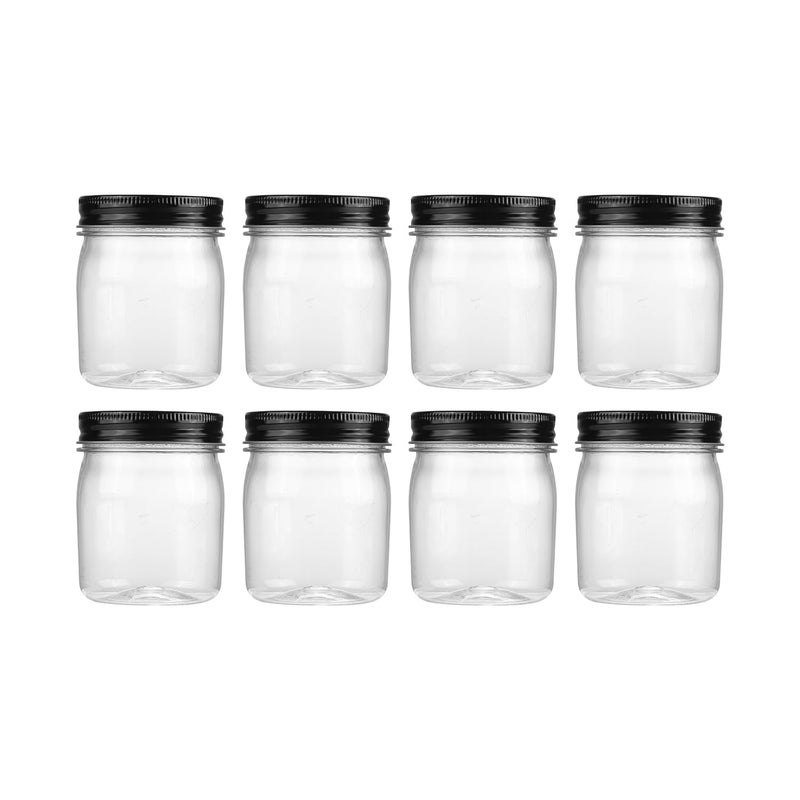 novelinks 8 oz Clear Plastic Jars with Airtight Lids, 8 Pack Plastic Mason Jars with Lids 8oz, Refillable Storage Slime Containers & Small Spice Jar for Kitchen Organization (8 Pack,Silver) - Image 1