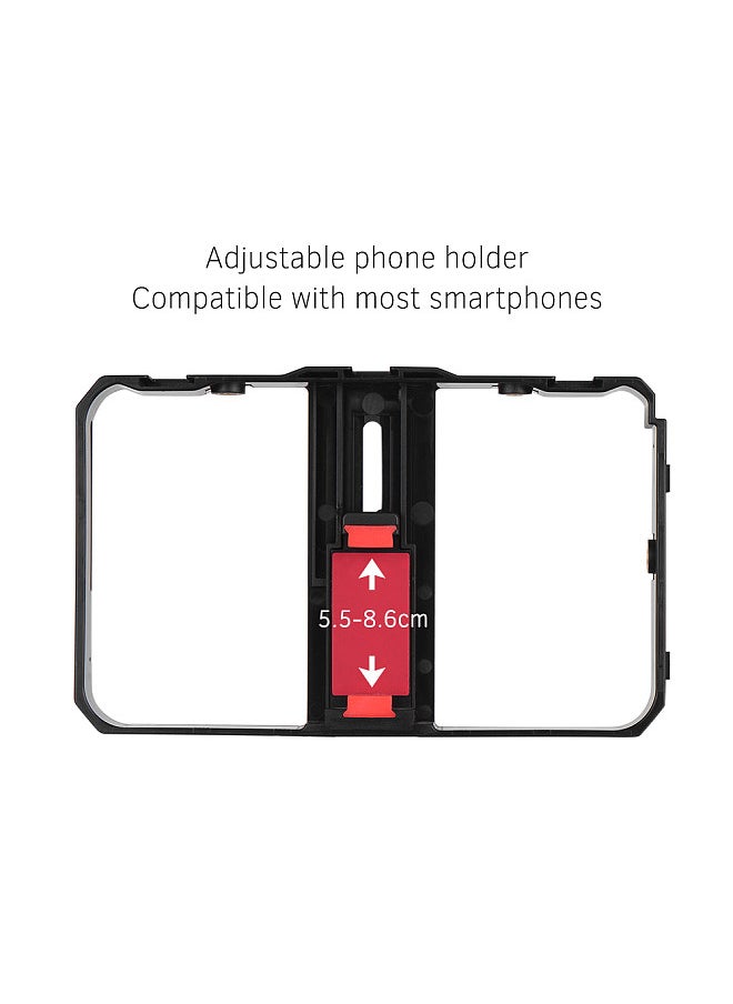 Generic Portable Smartphone Video Rig Handheld Phone Stabilizer Grip Cage with Phone Holder 3 Cold Shoe Mounts Handle for iPhone Xs/Xs Max/XR/X/8 for Samsung Xiaomi Huawei  - Image 4