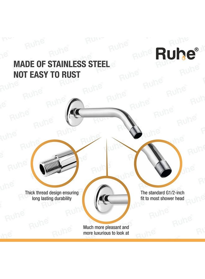 RUHE Ruhe® 9 Inches Round Shower Arm | Premium Grade Stainless Steel Shower Holder | Round Half Bend - Image 4