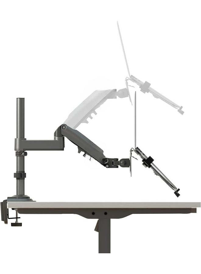 Laptop & Monitor Arm – Adjustable Desk Mount with Tray for 10"–17" Laptops and 17"–30" Screens – Ergonomic Dual Holder with VESA Support - Image 2