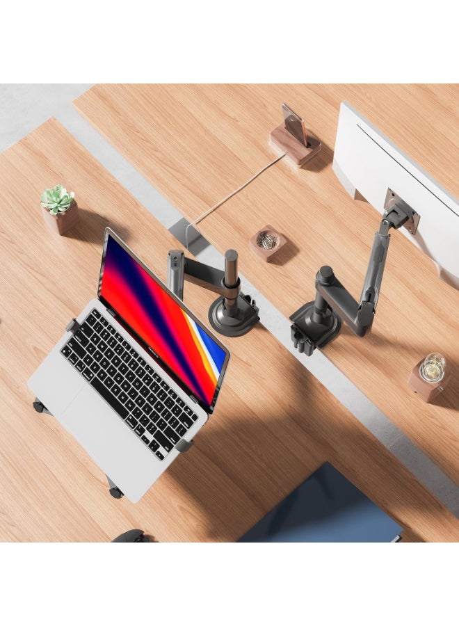 Laptop & Monitor Arm – Adjustable Desk Mount with Tray for 10"–17" Laptops and 17"–30" Screens – Ergonomic Dual Holder with VESA Support - Image 3