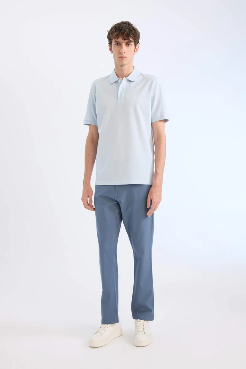 ديفاكتو Regular Fit Polo Collar Pique Short Sleeve Polo T-Shirt