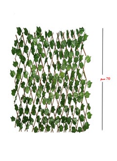 DRAMA HOME Expandable Wooden Fence With Artificial Faux Plant Leaves Green/Brown 70 CM  - Image 2