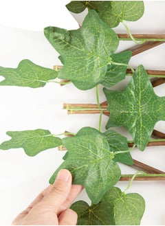 DRAMA HOME Expandable Wooden Fence With Artificial Faux Plant Leaves Green/Brown 70 CM  - Image 3