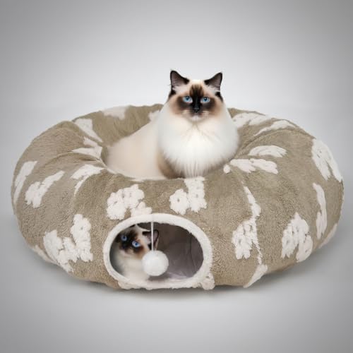 Pesen Cat Tunnel Bed with Soft Cushion Cat Toys for Indoor Cats Enhance Bonding Between Pets and Owners Encourage Exploration and Satisfy Natural Instincts for Kittens Dogs and Rabbits - Image 1