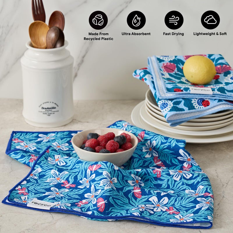 RECYCO Waffle Kitchen Towel Set of 2 - Quick Dry Microfiber Sustainable Dish Towels - Absorbent Reusable Cleaning Tea Towels - Lightweight Hand Towels,16â€x 28â€, Cloud Blue - Image 3