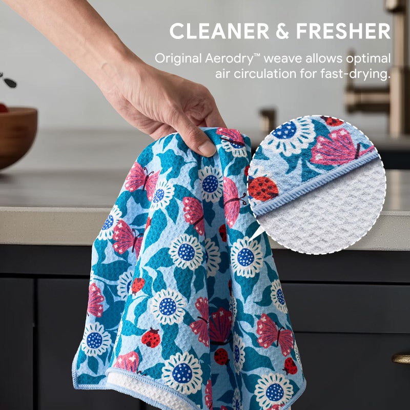 RECYCO Waffle Kitchen Towel Set of 2 - Quick Dry Microfiber Sustainable Dish Towels - Absorbent Reusable Cleaning Tea Towels - Lightweight Hand Towels,16â€x 28â€, Cloud Blue - Image 5
