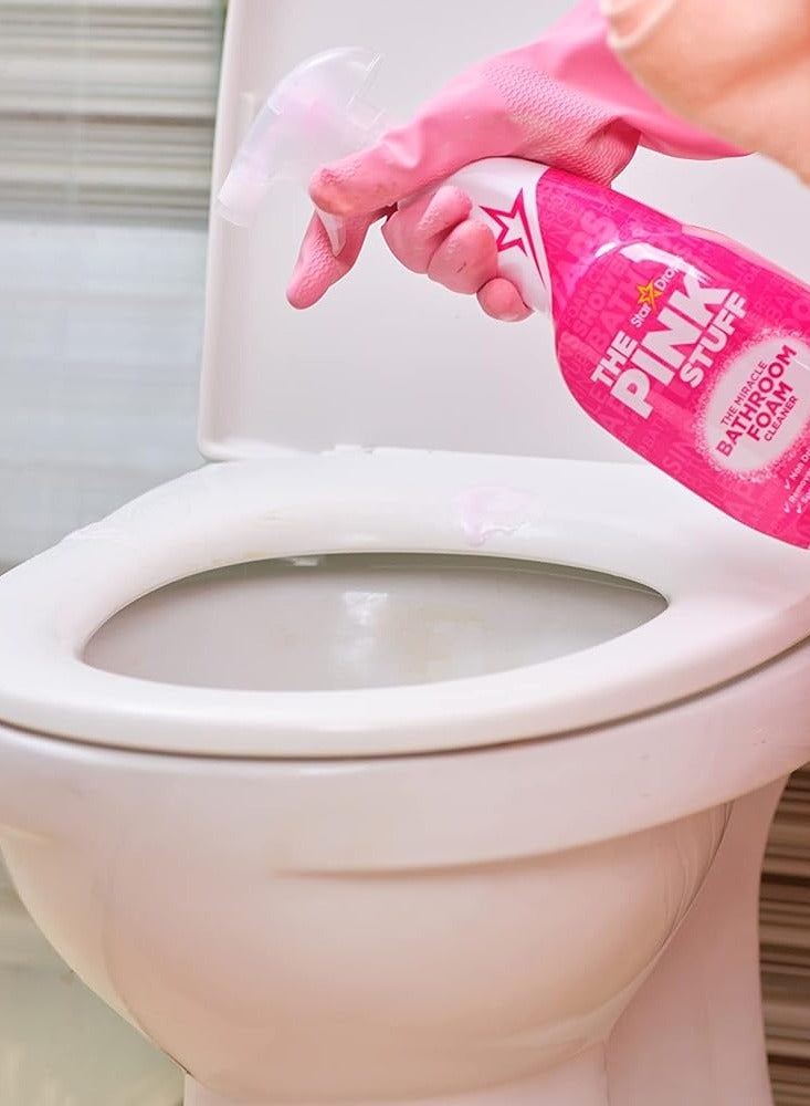 THE PINK STUFF Stardrops Pink Stuff Miracle Bathroom Foam Cleaner Spray, Non Drip Formulation removes & Prevents Limescales and gives Streak Free Shine 850ML - Image 3