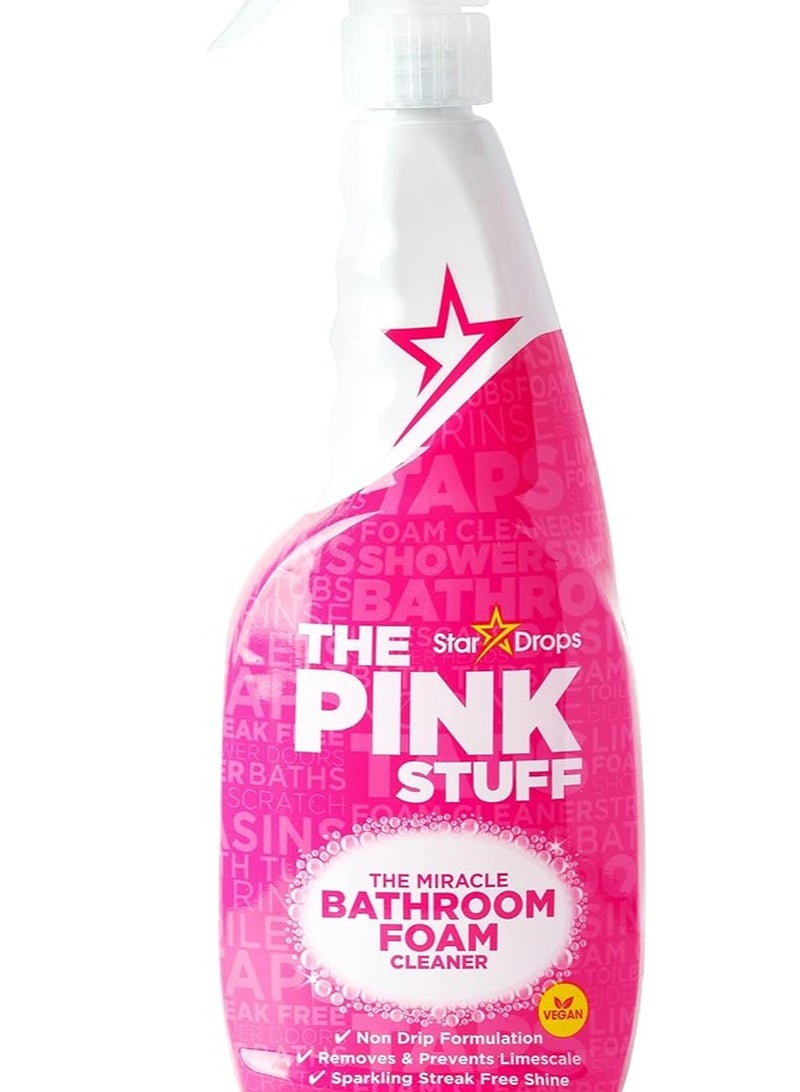 THE PINK STUFF Stardrops Pink Stuff Miracle Bathroom Foam Cleaner Spray, Non Drip Formulation removes & Prevents Limescales and gives Streak Free Shine 850ML - Image 1