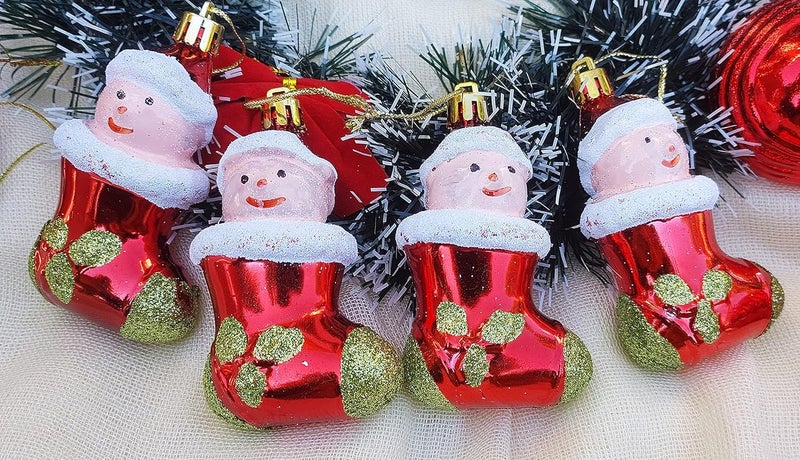 Forty Wings Forty Wings Big 4 Pcs Christmas Beautiful Red Socks for Christmas Ornaments Xmas Tree Hangings Ornaments for Christmas Decoration Items for Home Decoration - Image 1
