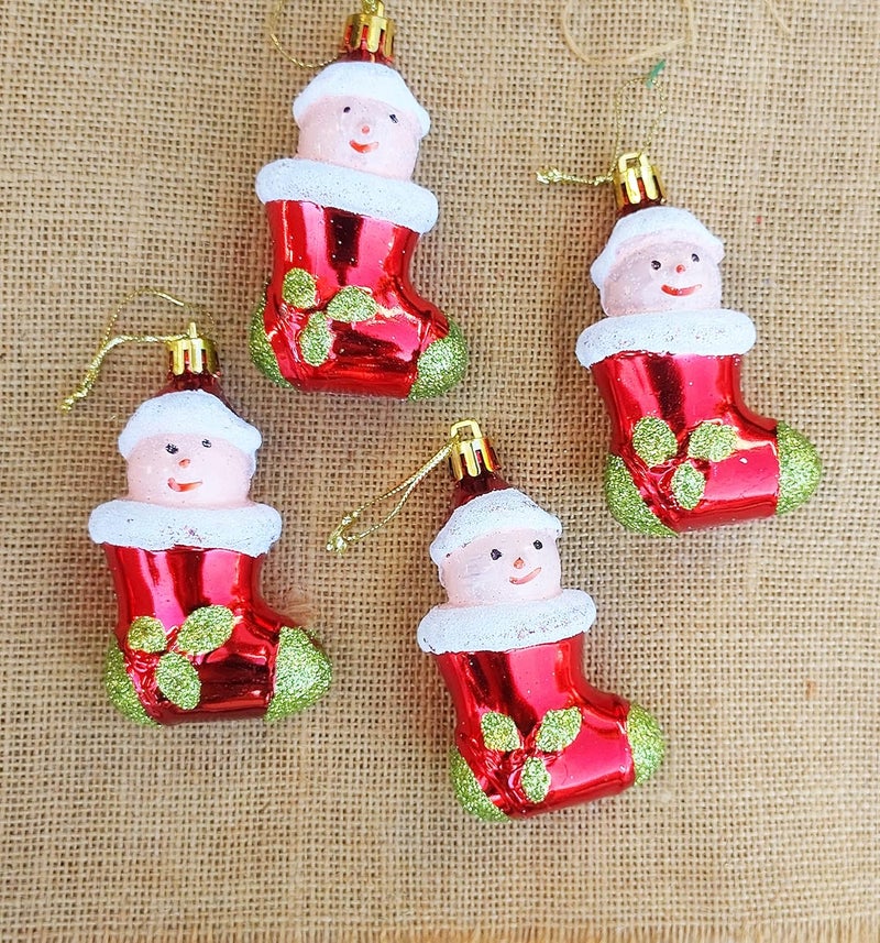Forty Wings Forty Wings Big 4 Pcs Christmas Beautiful Red Socks for Christmas Ornaments Xmas Tree Hangings Ornaments for Christmas Decoration Items for Home Decoration - Image 5