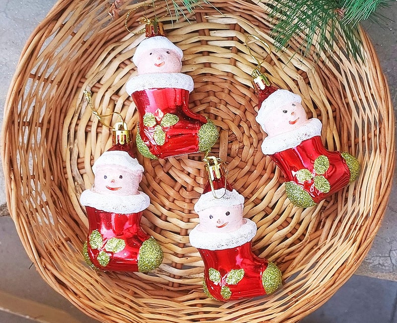 Forty Wings Forty Wings Big 4 Pcs Christmas Beautiful Red Socks for Christmas Ornaments Xmas Tree Hangings Ornaments for Christmas Decoration Items for Home Decoration - Image 2
