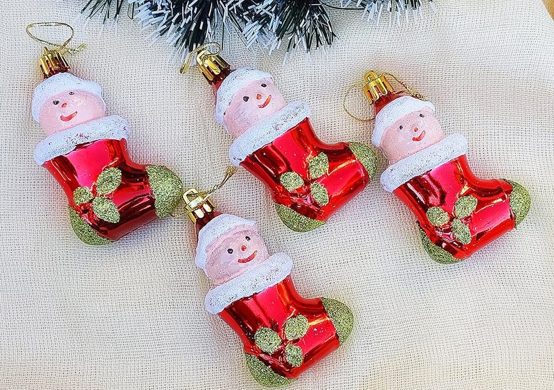 Forty Wings Forty Wings Big 4 Pcs Christmas Beautiful Red Socks for Christmas Ornaments Xmas Tree Hangings Ornaments for Christmas Decoration Items for Home Decoration - Image 4