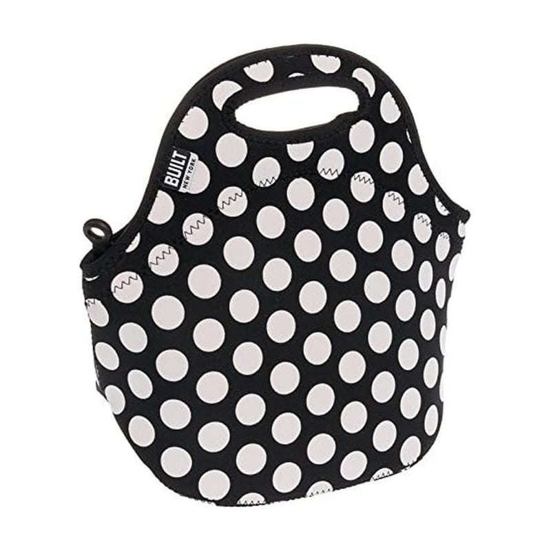 BUILT Gourmet Getaway Soft Neoprene Lunch Tote Bag - Lightweight, Insulated and Reusable, One Size, Big Dot Black & White - Image 1