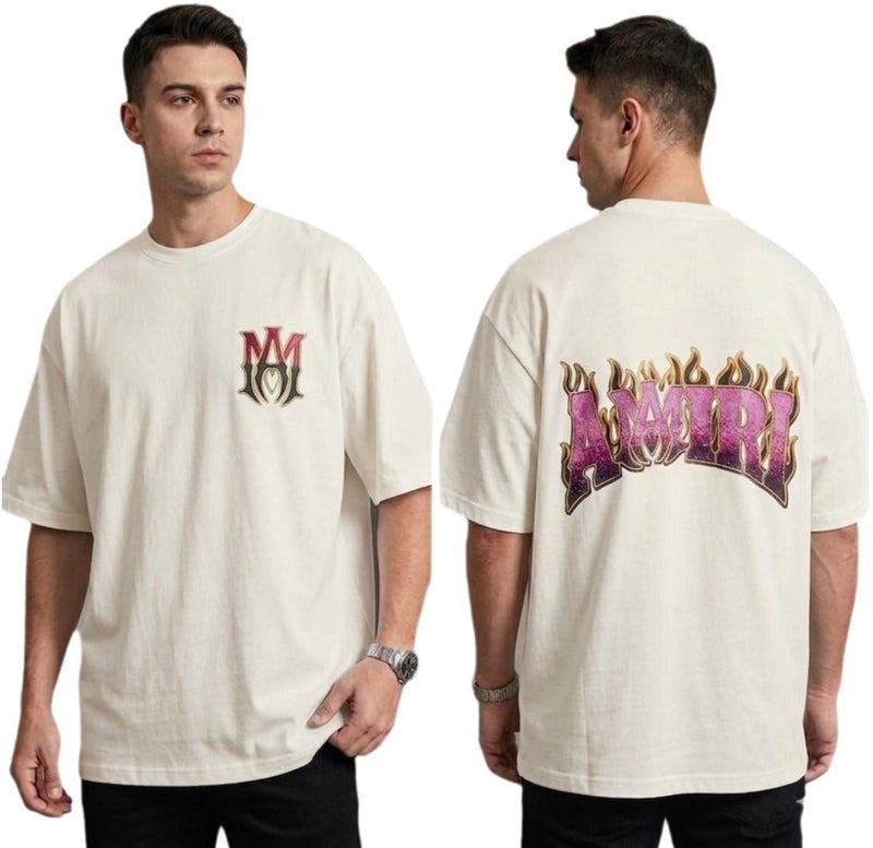 Men Oversized Graphic T Shirt 100% Premium Bolivar Cotton Streetwear Tee Casual Loose Fit Heavyweight Cotton Crew Neck Short Sleeve Fashion Printed T Shirt Soft Breathable Comfortable Everyday Wear - Image 2