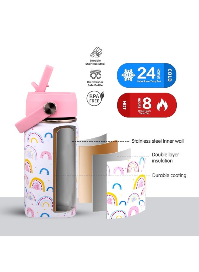 BrainGiggles Kids Insulated Water Bottle with Straw & Handle - 350ML BPA-FREE Stainless Steel Travel Tumbler Double Wall Vacuum Leak Proof Kids Cup Metal Thermos Flask for School Boys Girls -Unicorn - Image 5