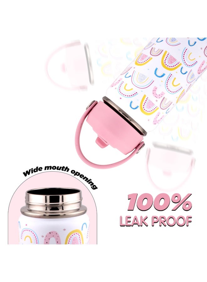 BrainGiggles Kids Insulated Water Bottle with Straw & Handle - 350ML BPA-FREE Stainless Steel Travel Tumbler Double Wall Vacuum Leak Proof Kids Cup Metal Thermos Flask for School Boys Girls -Unicorn - Image 4