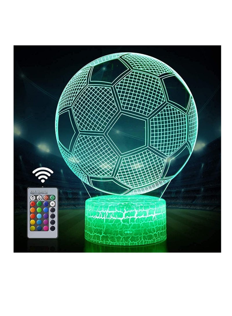 Football 3D Illusion Lamp, KASTWAVE Football Gifts for Boys Girls, 3D Night Light with 16 Colors Change Remote Control Decorative Desk Lamp Creative Birthday Gift Sports Fans Toys - Image 1