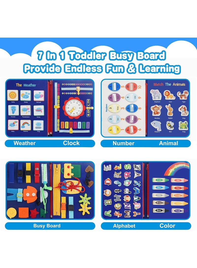 لعبة Busy Board Montessori للأطفال الصغار من سن 1 إلى 4 سنوات، نشاط تعليمي لتطوير لوحة حسية لمهارات الحركة الأساسية الدقيقة للملابس، ألعاب سفر للطائرة والسيارة، هدية للأولاد والبنات