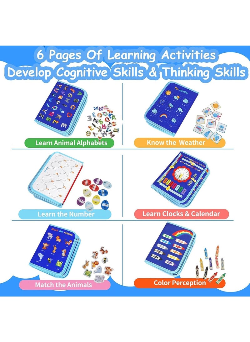 لعبة Busy Board Montessori للأطفال الصغار من سن 1 إلى 4 سنوات، نشاط تعليمي لتطوير لوحة حسية لمهارات الحركة الأساسية الدقيقة للملابس، ألعاب سفر للطائرة والسيارة، هدية للأولاد والبنات