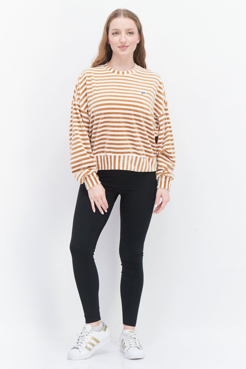 PUMA Women Relaxed Fit Long Sleeve Training Sweatshirt,  Tan  - Image 3