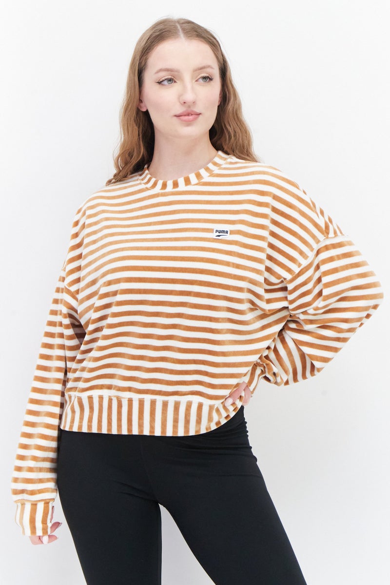 PUMA Women Relaxed Fit Long Sleeve Training Sweatshirt,  Tan  - Image 1
