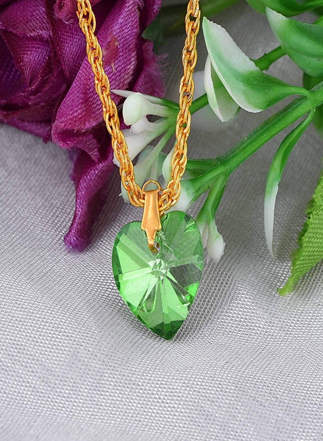 DULCI® Green Crystal Heart Pendant Love Necklace for Girlfriend Birthday Anniversary Valentine's Day Christmas Gift - Image 4