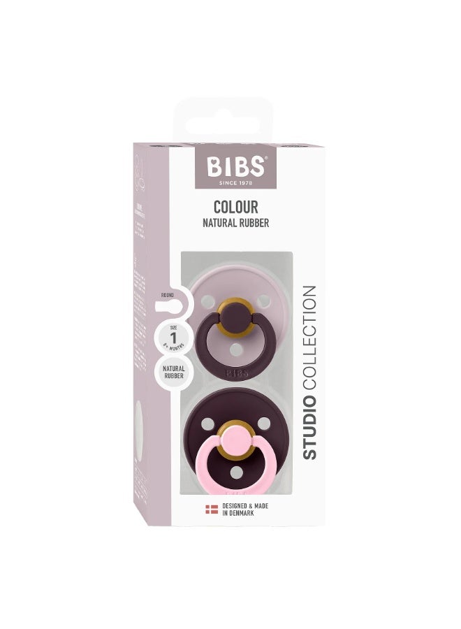 بيبس لهاية BIBS ستوديو ملونة من قطعتين من اللاتكس المختلط مقاس 1، مزيج أرجواني داكن وأرجواني - Image 2