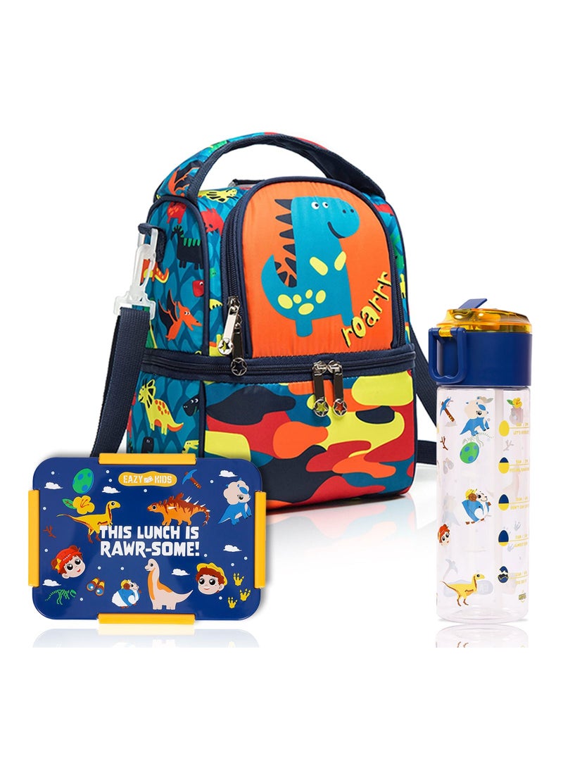 Eazy Kids Eazy Kids Lunch Bag and Activity Backpack Set of 3 Dinosaur-Blue - Image 1