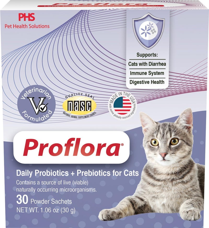 Proflora Probiotics for Cats-Complete Gut Health & Immune Support. Easy to Use Digestive Multi-Strain Probiotics. Easier Diet Transitions, Healthier Skin & Coat & Helps Treat Diarrhea. 30 Packets. - Image 1