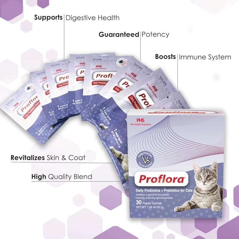 Proflora Probiotics for Cats-Complete Gut Health & Immune Support. Easy to Use Digestive Multi-Strain Probiotics. Easier Diet Transitions, Healthier Skin & Coat & Helps Treat Diarrhea. 30 Packets. - Image 2