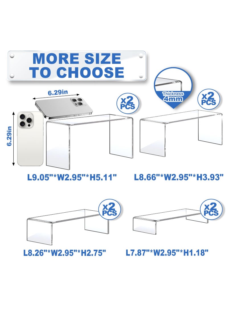 Anmi 8 Pcs Large Acrylic Display Stands, Rectangular Display Shelf Clear Acrylic Risers for Decor, Cake shelves Retail Shoe Showcase  - Image 2
