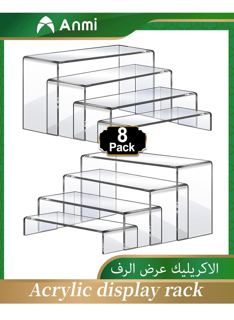 Anmi 8 Pcs Large Acrylic Display Stands, Rectangular Display Shelf Clear Acrylic Risers for Decor, Cake shelves Retail Shoe Showcase  - Image 1