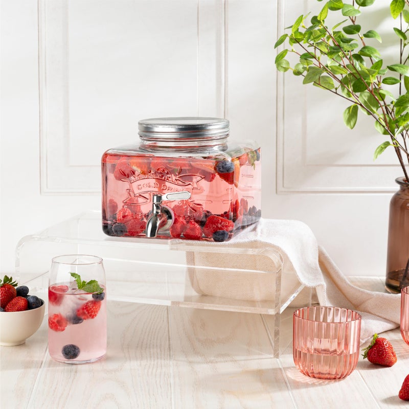 MosJos Glass Drink Dispenser for Fridge - Stainless Steel Spigot Mason Jar Dispenser with Wide Opening & Easy-Fill - Beverage Storage for Outdoor, Water, Iced Tea, Juice, Sangria & Detergent, 1 GALLON - Image 5
