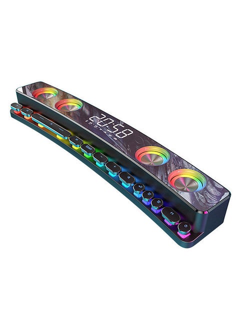 soaiy/SH39 Wireless HiFi Speaker Computer Game Subwoofer BT Speaker 3600mAh Sound Bar Stereo Music Player Clock 3D Stereo Bass Surround Sound Box 3.5mm Audio Input