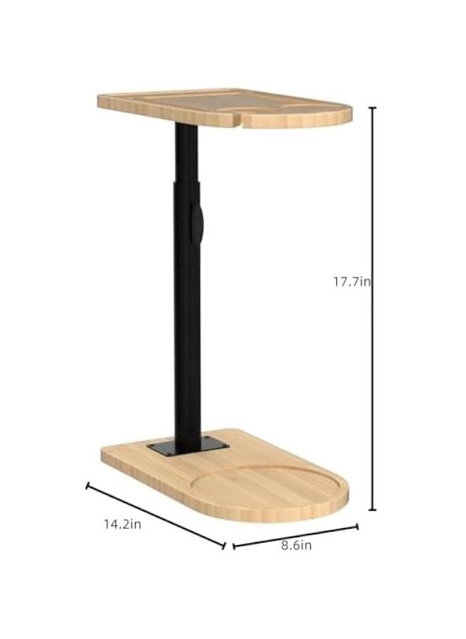 HOOKOR 360° Swivel Sofa Tray Table for Couch Arm - Height Adjustable End Table for Bed or Chair with Phone & Tablet Slots, TV Tray Table, Side Table Tray for Small Spaces, Snack Table for Living Room  - Image 2
