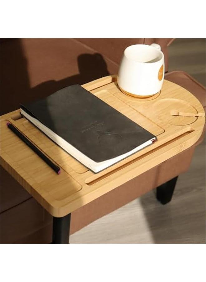 HOOKOR 360° Swivel Sofa Tray Table for Couch Arm - Height Adjustable End Table for Bed or Chair with Phone & Tablet Slots, TV Tray Table, Side Table Tray for Small Spaces, Snack Table for Living Room  - Image 4