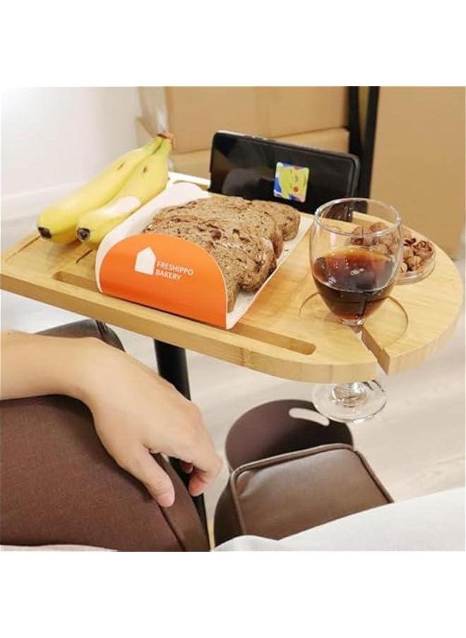 360° Swivel Sofa Tray Table for Couch Arm - Height Adjustable End Table for Bed or Chair with Phone & Tablet Slots, TV Tray Table, Side Table Tray for Small Spaces, Snack Table for Living Room