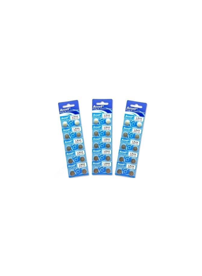 30-Pieces Accell AG13 LR44 (A76) Alkaline 1.5V Batteries