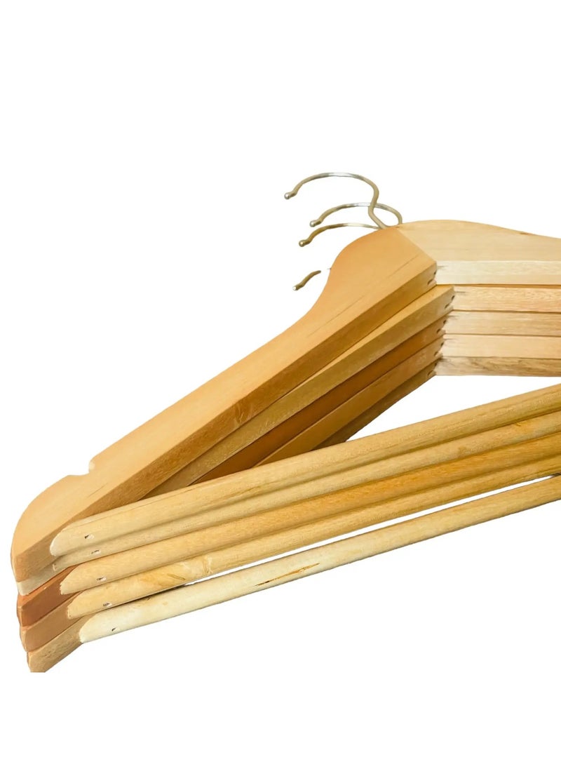 VIO Wooden Hangers 5 Pack Heavy Duty Smooth Finish Coat Hangers with Non Slip Durable Space Saving Hangers for Suits Jackets Dresses Closet Organization Premium Quality Clothes Hangers  - Image 2